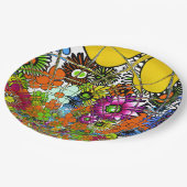 花カラフル柄アート紙プレート ペーパープレート (アングル)