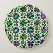 花カラフル柄タイ染料 ラウンドクッション (裏面)