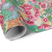 花カラフル柄ラッピング紙 ラッピングペーパー (ロールコーナー)