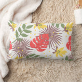 花カラフル柄レッドグリーンホワイトウォーター色 ランバークッション (ブランケット)