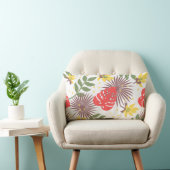 花カラフル柄レッドグリーンホワイトウォーター色 ランバークッション (椅子)