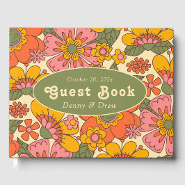 花カラフル柄レトロボホ70結婚s ゲストブック