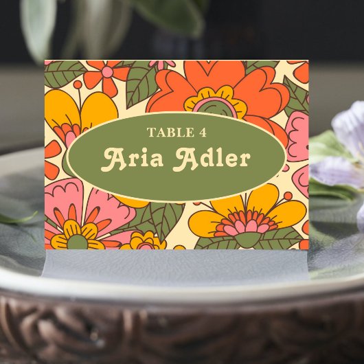 花カラフル柄レトロボホ70結婚s テーブルナンバー