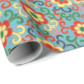 花カラフル柄包装紙 ラッピングペーパー (ロールコーナー)