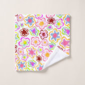 花カラフル柄手描き夏フローラ バスタオルセット (ウォッシュタオル)