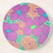 花カラフル柄熱帯美術 コースター (正面)