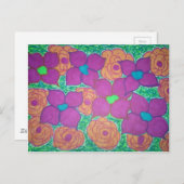 花カラフル柄熱帯美術 ポストカード (正面/裏面)