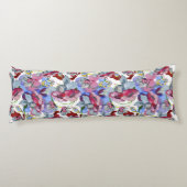 花カラフル柄熱帯花ブルーピンク ボディピロー (裏面)