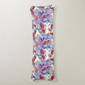 花カラフル柄熱帯花ブルーピンク ボディピロー (裏面 (縦))