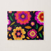 花カラフル柄装飾花 ジグソーパズル (横)