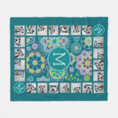 花カラフル柄11フォトモノグラム フリースブランケット (正面(横))