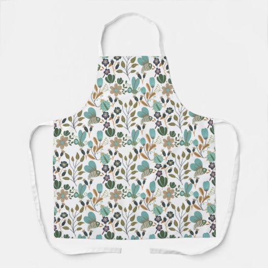 花カラフル柄 エプロン (正面)