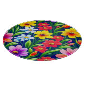 花カラフル柄 カッティングボード (角)