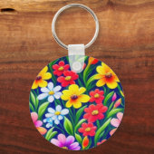 花カラフル柄 キーホルダー (正面)