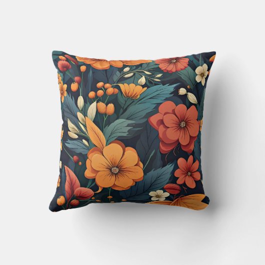 花カラフル柄 クッション (裏面)