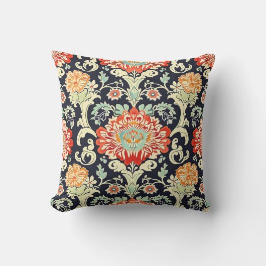 花カラフル柄 クッション (正面)