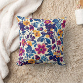 花カラフル柄 クッション (ブランケット)
