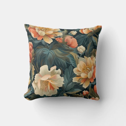 花カラフル柄 クッション (正面)