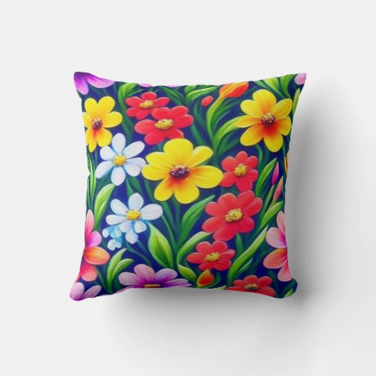 花カラフル柄 クッション (裏面)