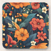 花カラフル柄 コースター (正面)