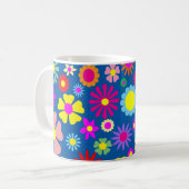 花カラフル柄 コーヒーマグカップ (正面左)