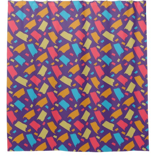 花カラフル柄 シャワーカーテン (正面)