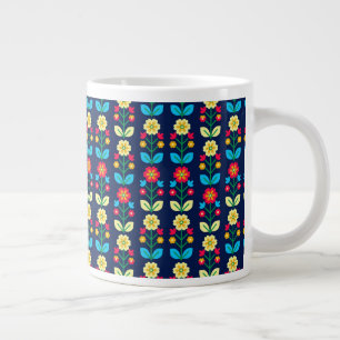 花カラフル柄 ジャンボコーヒーマグカップ