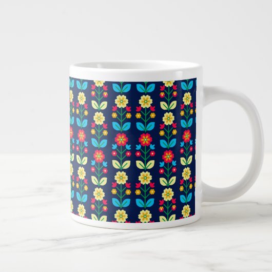 花カラフル柄 ジャンボコーヒーマグカップ (右)