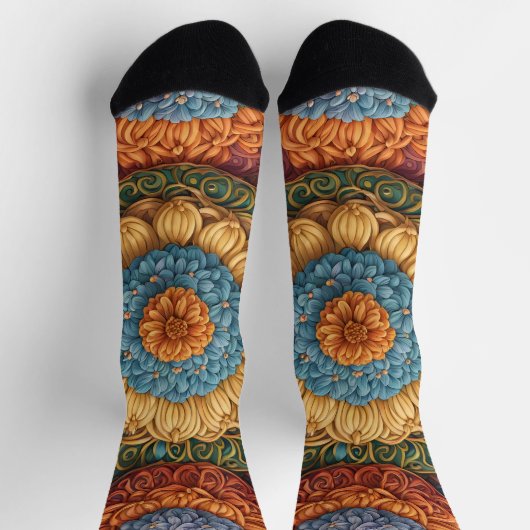 花カラフル柄 ソックス (上部)