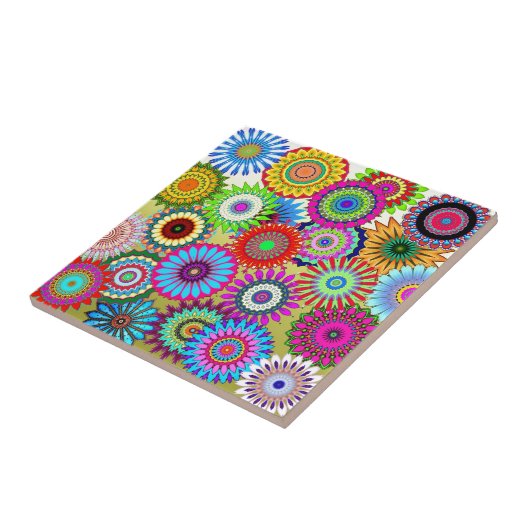 花カラフル柄 タイル (側面)