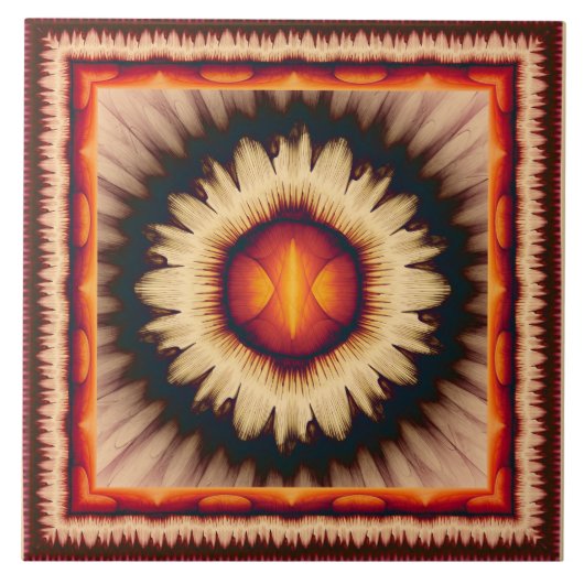 花カラフル柄 タイル (正面)