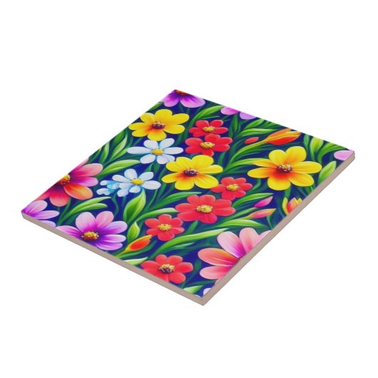 花カラフル柄 タイル (側面)