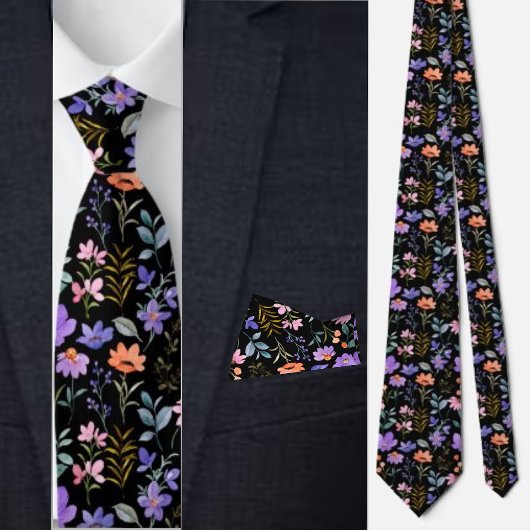 花カラフル柄 ネクタイ
