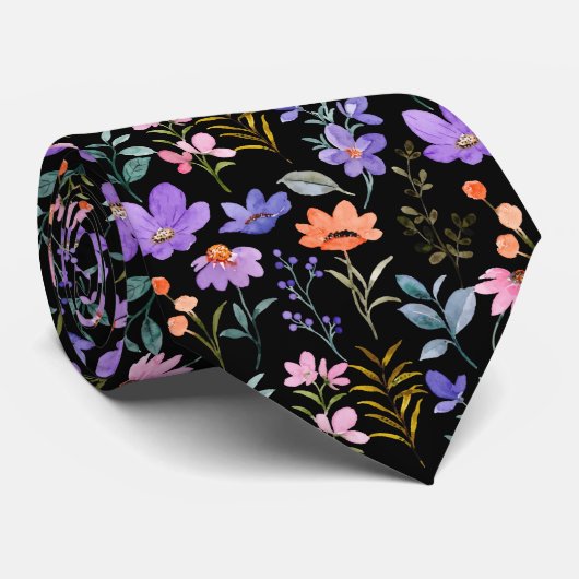 花カラフル柄 ネクタイ (ロール)