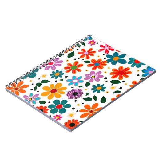 花カラフル柄 ノートブック (左側)