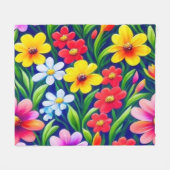 花カラフル柄 フリースブランケット (正面(横))