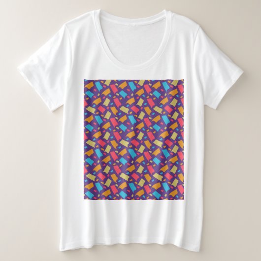 花カラフル柄 プラスサイズTシャツ (デザイン正面)