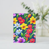 花カラフル柄 ポストカード (スタンド正面)