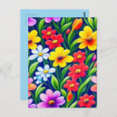 花カラフル柄 ポストカード (正面/裏面)