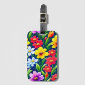 花カラフル柄 ラゲッジタグ (正面縦)