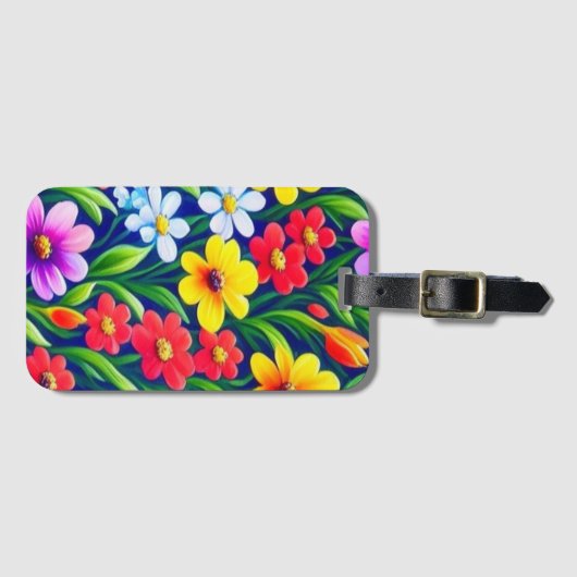 花カラフル柄 ラゲッジタグ (正面横)