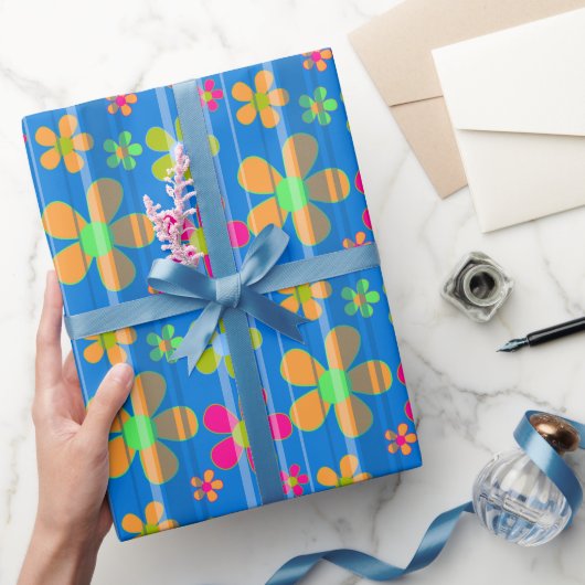 花カラフル柄 ラッピングペーパー (ギフト)