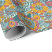 花カラフル柄 ラッピングペーパー (ロールコーナー)
