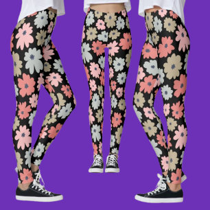 花カラフル柄 レギンス