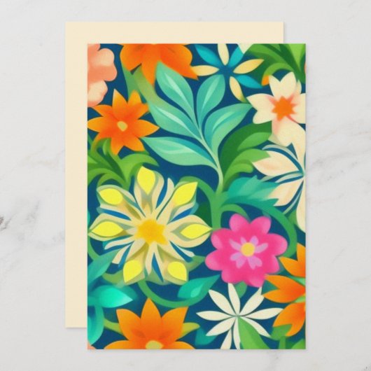 花カラフル柄 招待状 (正面/裏面)