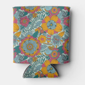 花カラフル柄 缶クーラー (正面)