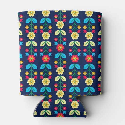 花カラフル柄 缶クーラー (裏面)