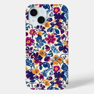 花カラフル柄 iPhone 15ケース