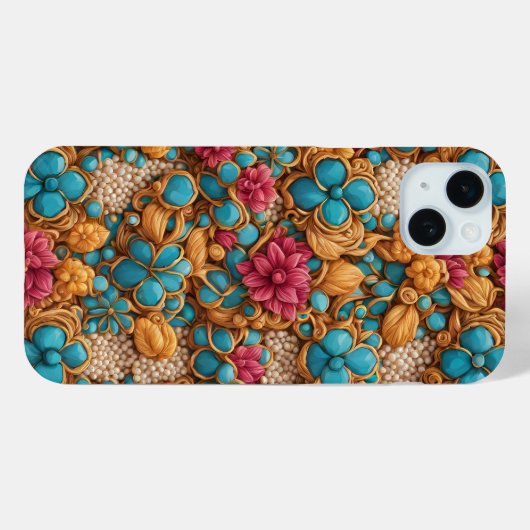 花カラフル柄 Case-Mate iPhoneケース (裏面 (横))