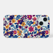 花カラフル柄 iPhone 15ケース (裏面横)